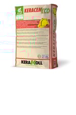 Ligante hidráulico mineral certificado, eco‑compatible, referencia Keracem Eco de Kerakoll. Fraguado normal y secado rápido